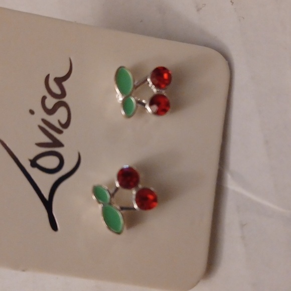 4/$30 New Cherry Bejeweled Earrings - Picture 4 of 4